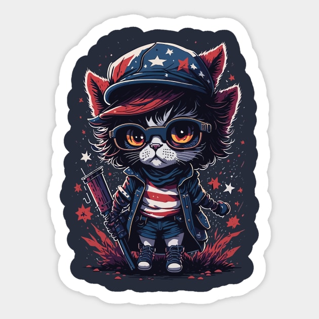 Patriotic Cat Sticker by By_Russso